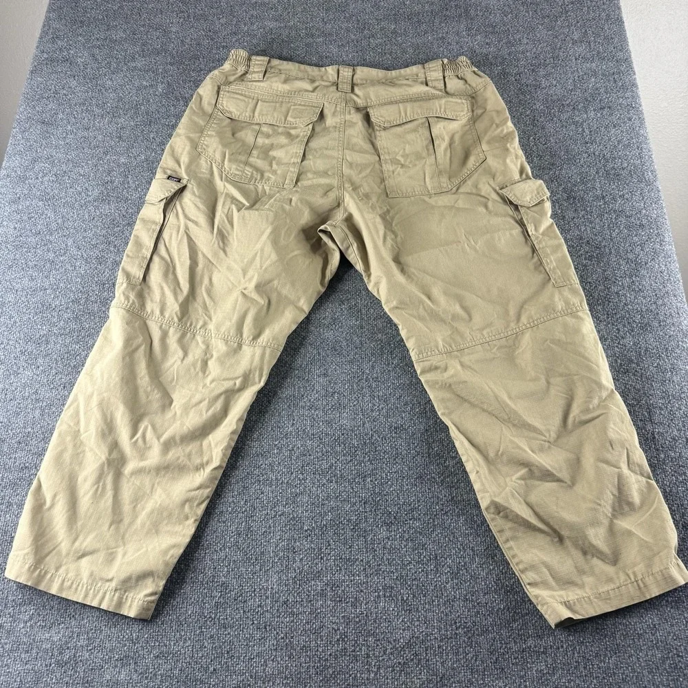 CQR Cargo Pants Mens 44x30 Beige Ripstop Elastic Waist Tactical Workwear Pockets